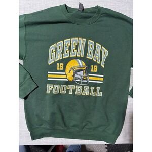 Green Bay Football Sweatshirt Dark Green Crewneck NFL Packers Graphic Pullover